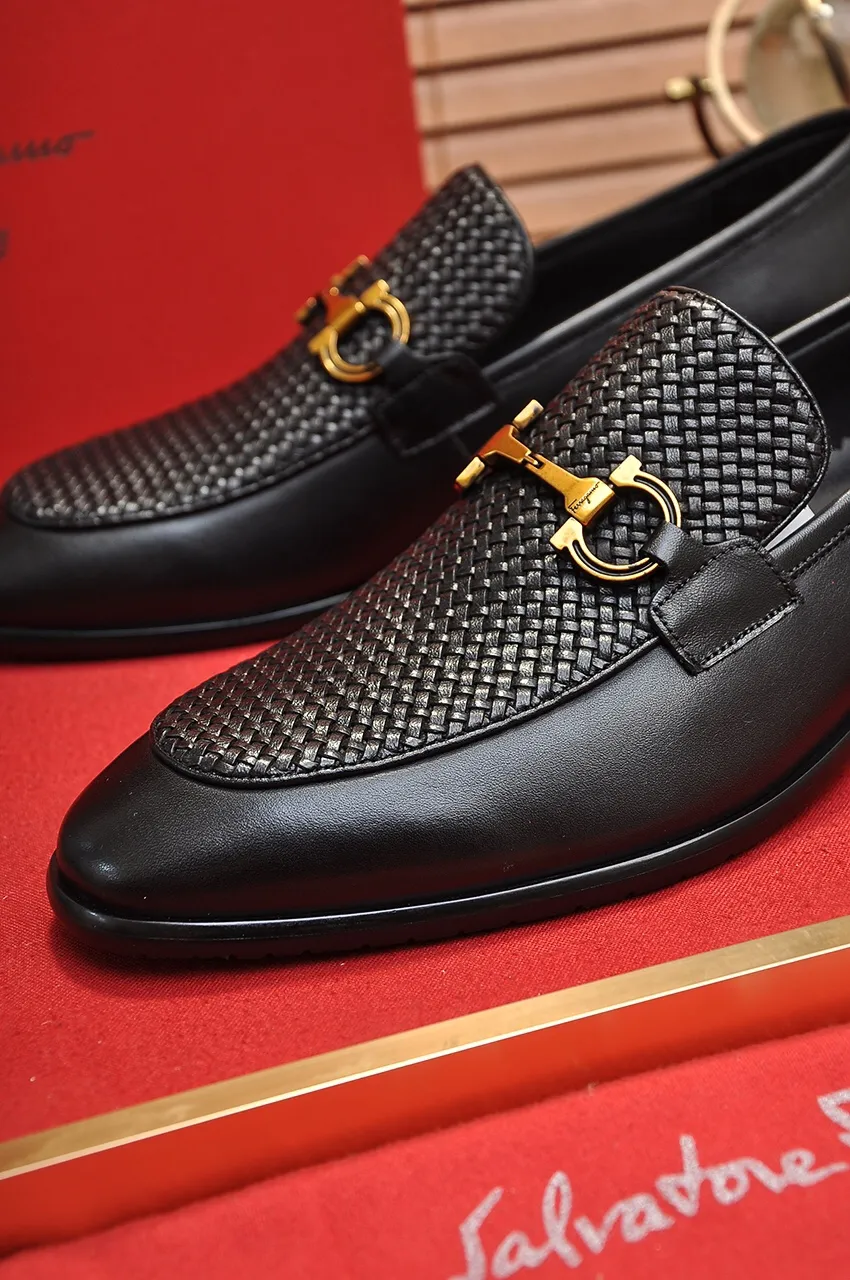 Men's shoes 💰560💶[Ferragamo/Ferragamo] The latest model in the counter. Original imported high-quality cowhide with open sides + imported 🐂 cowhide lining, original luxury metal buckle + original combination outsole. Comparative and stress-free 38--45 (customized for 45)